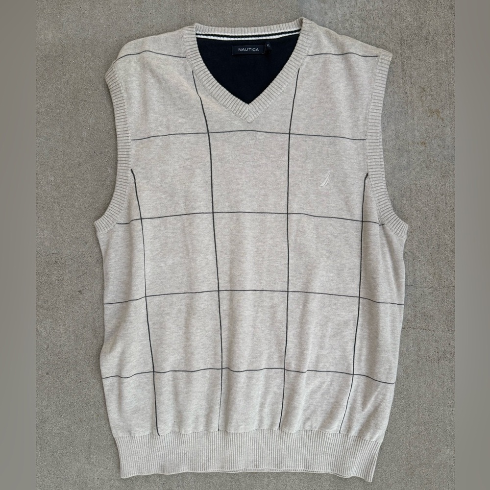 Nautica Men’s Square Pattern Pullover Sweater Vest (XL)